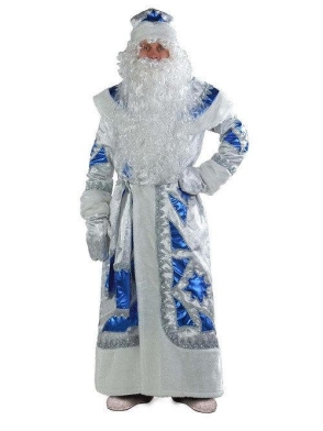 Костюм Дед Мороз серебряно-синий (161-1)