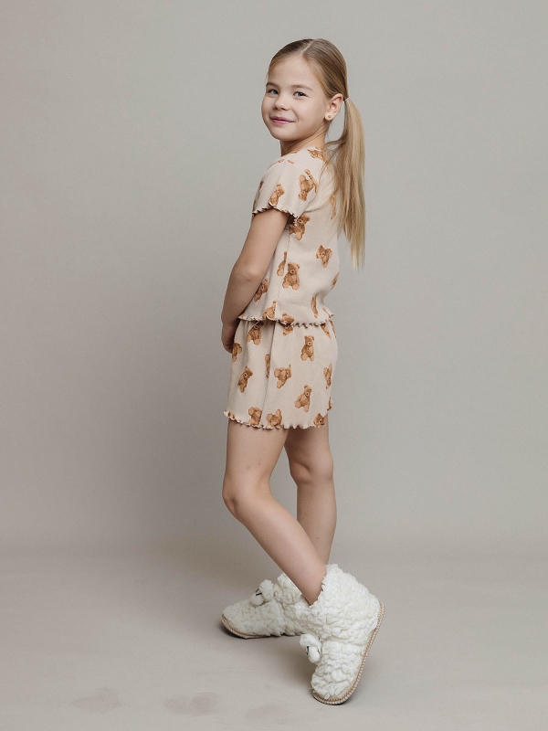 Пижама для девочки футболка короткий рукав и шорты