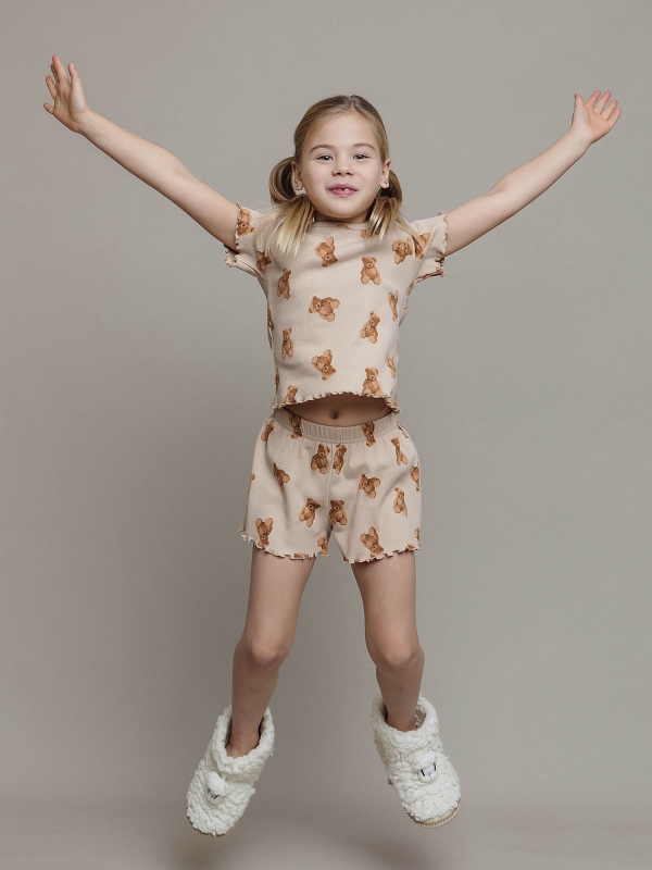 Пижама для девочки футболка короткий рукав и шорты