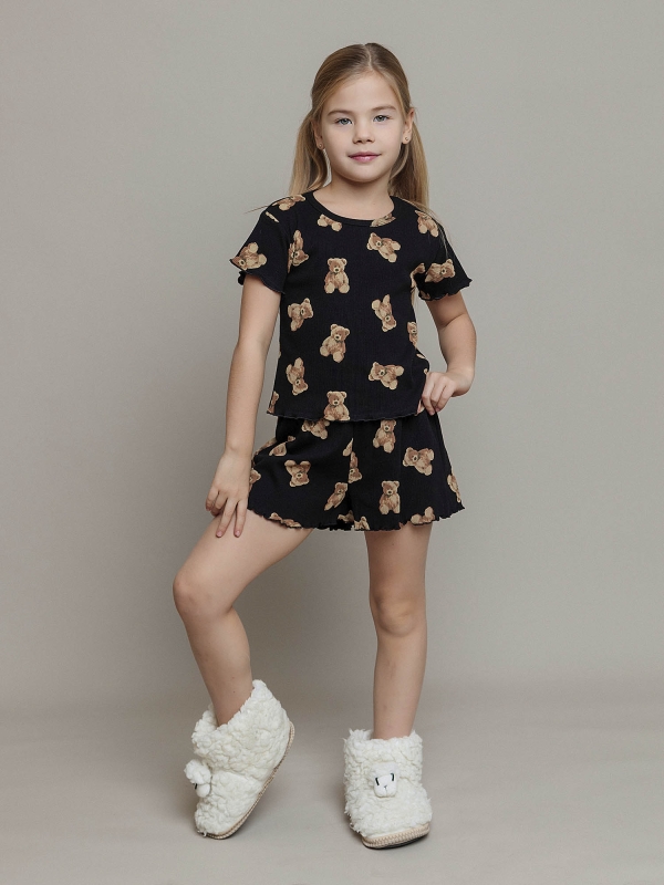 Пижама для девочки футболка короткий рукав и шорты