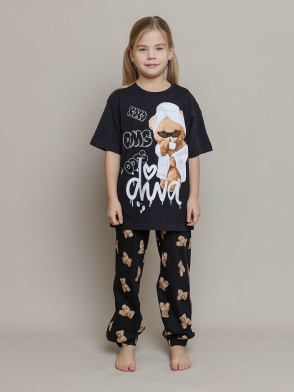 Пижама для девочки футболка с коротким рукавом и брюки