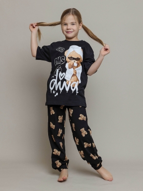 Пижама для девочки футболка с коротким рукавом и брюки