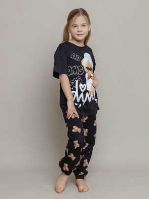 Пижама для девочки футболка с коротким рукавом и брюки