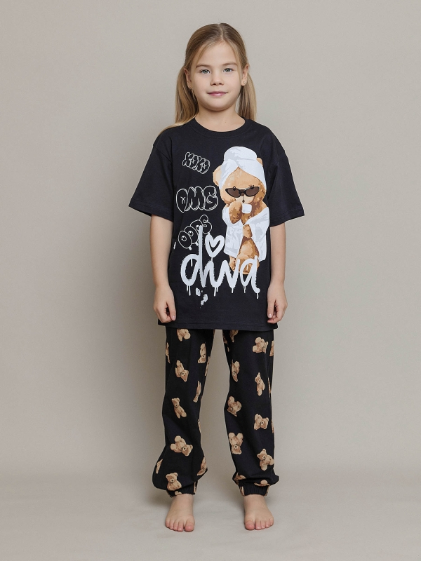 Пижама для девочки футболка с коротким рукавом и брюки
